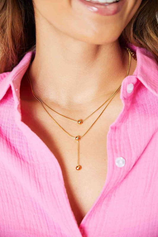 Adored Drop Ball Double-Layered Necklace Trendsi