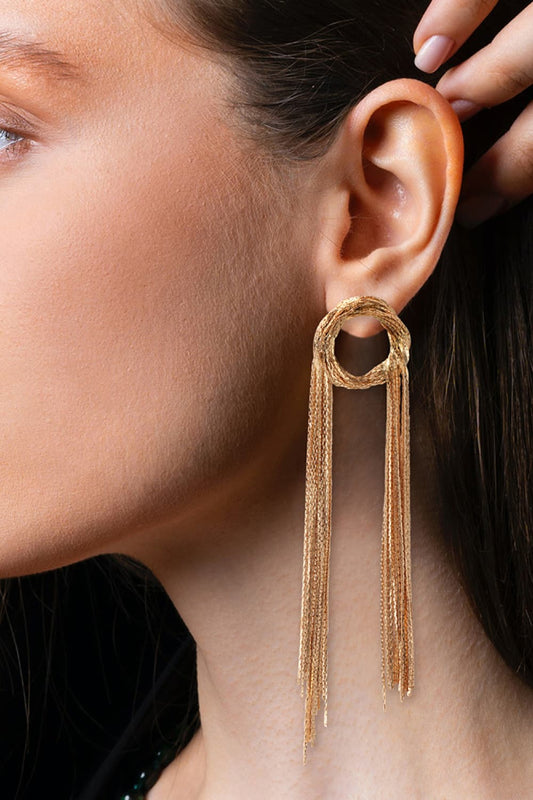 Round Shape Fringed Copper Earrings Trendsi